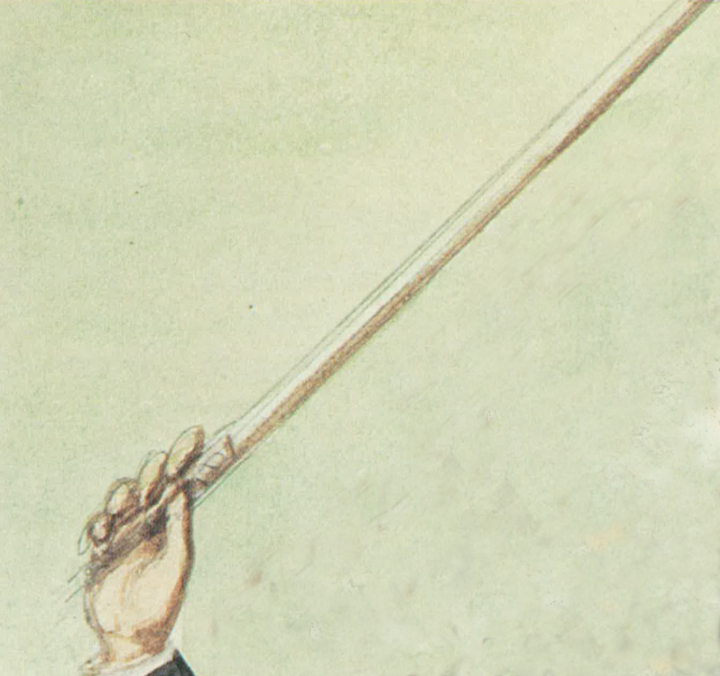 Karikatur von Franz Gaul (Ausschnitt): Johann Strauss Sohn, um 1880, in: Wiener Stadtbibliothek (Hg.), Johann Strauß, Wien 1975. Strauss Hand6