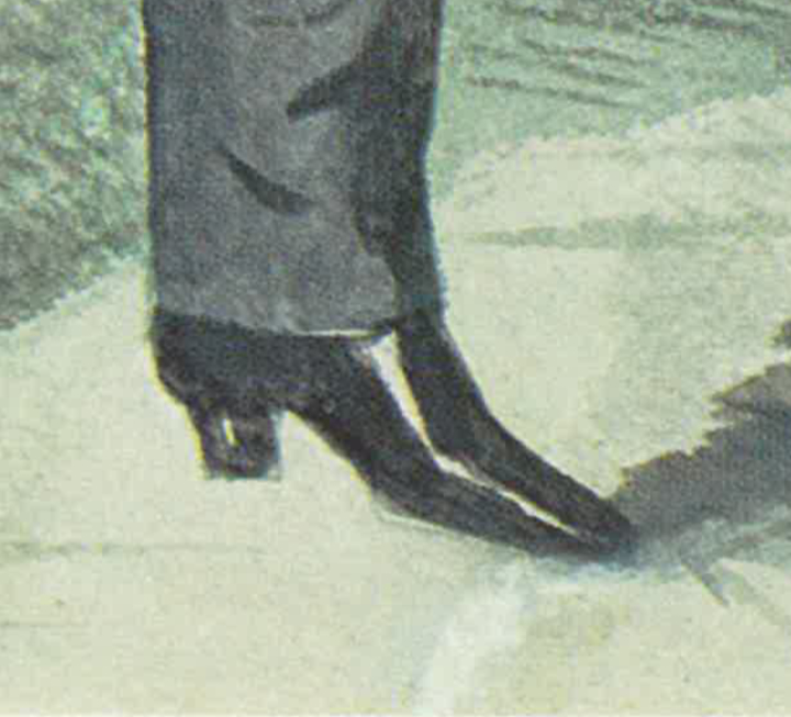 Karikatur von Franz Gaul (Ausschnitt): Johann Strauss Sohn, um 1880, in: Wiener Stadtbibliothek (Hg.), Johann Strauß, Wien 1975. Strauss fuss4